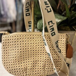 Clare V Cream Woven Crossbody Bag